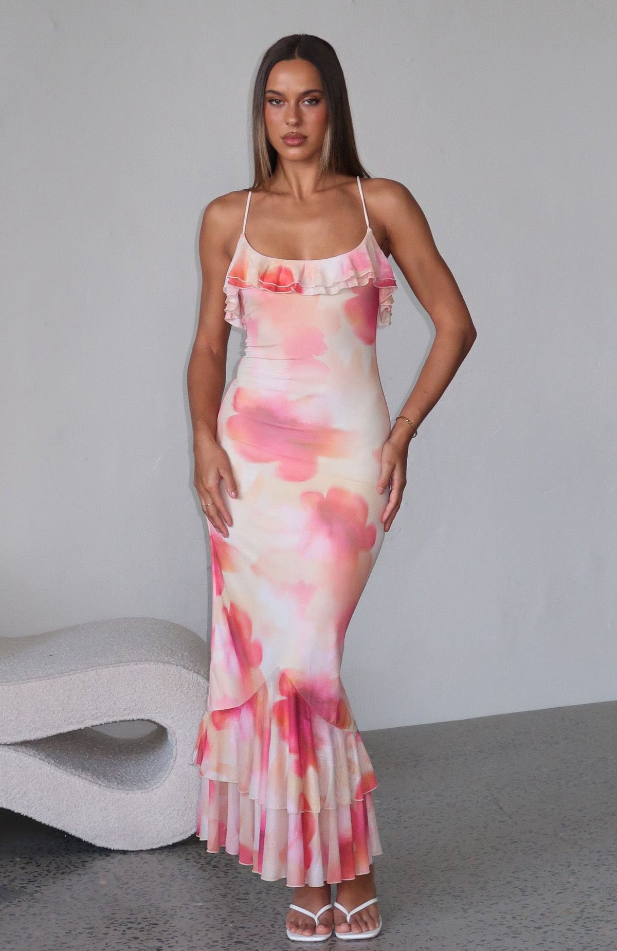 Trending Amped Up Midi Dress Honeydew Floral