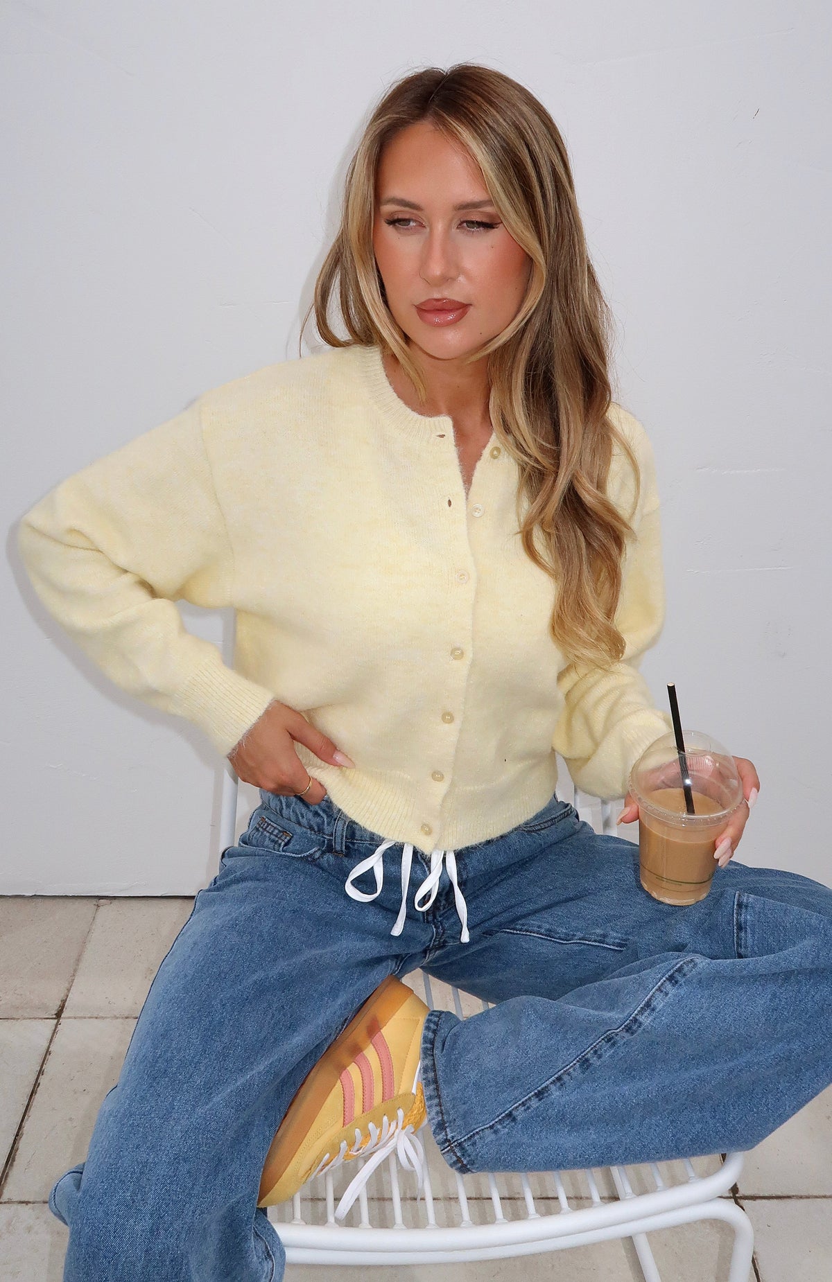 Trending Warm Whispers Knit Cardigan Lemon