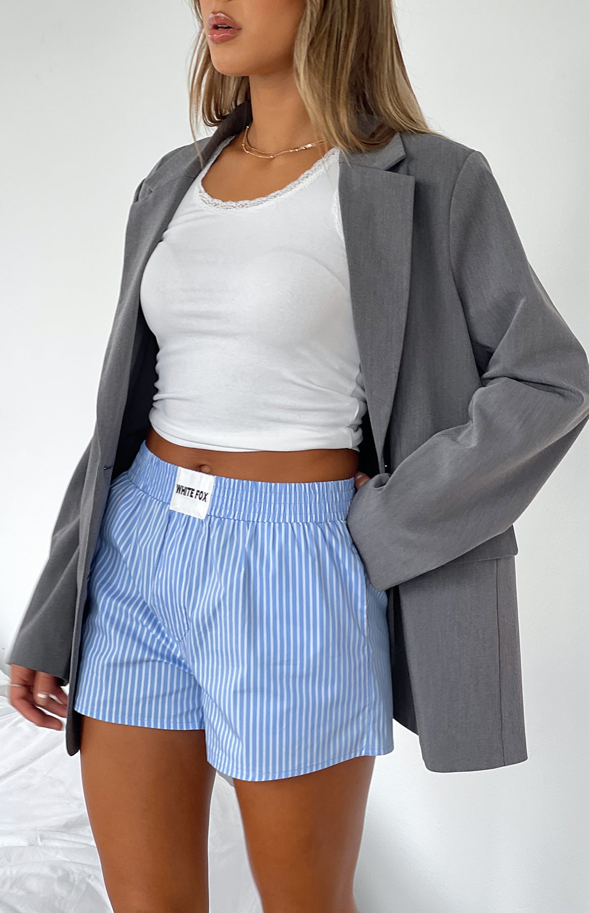Trending Wasting My Time Shorts Blue Stripe