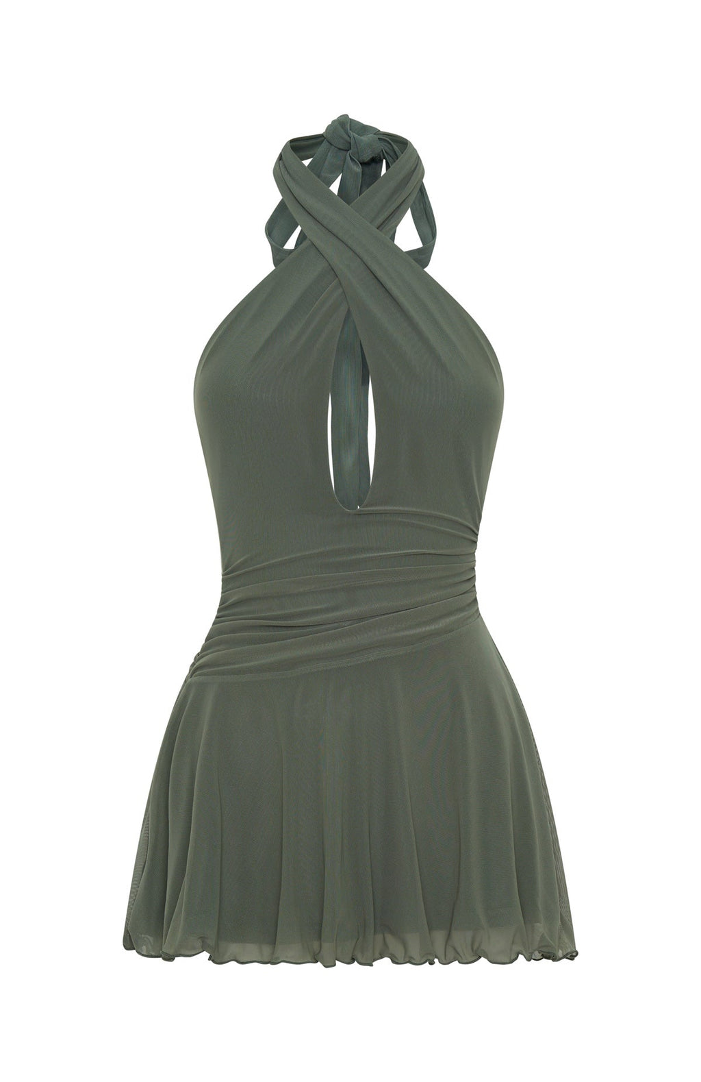 Trending Golden Nights Mini Dress Olive