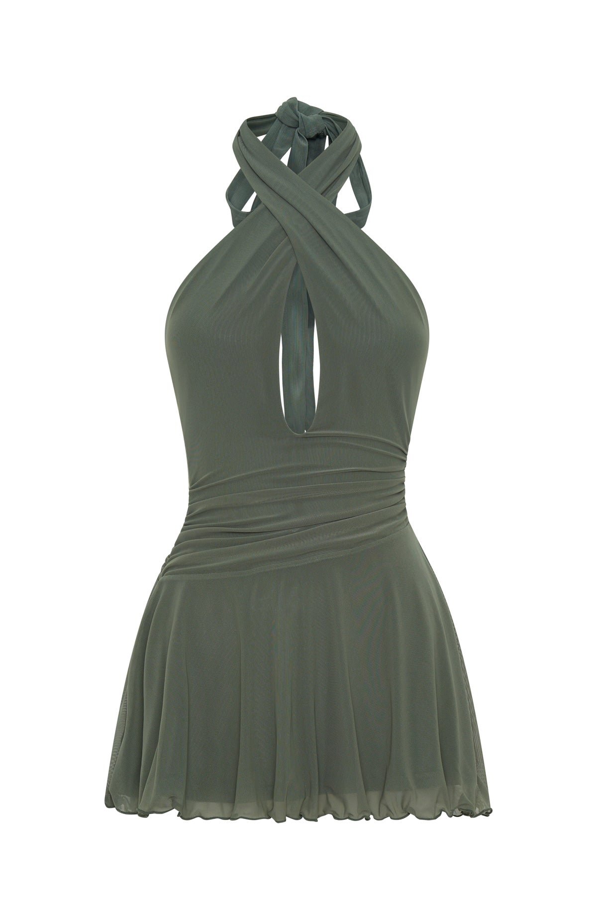Trending Golden Nights Mini Dress Olive