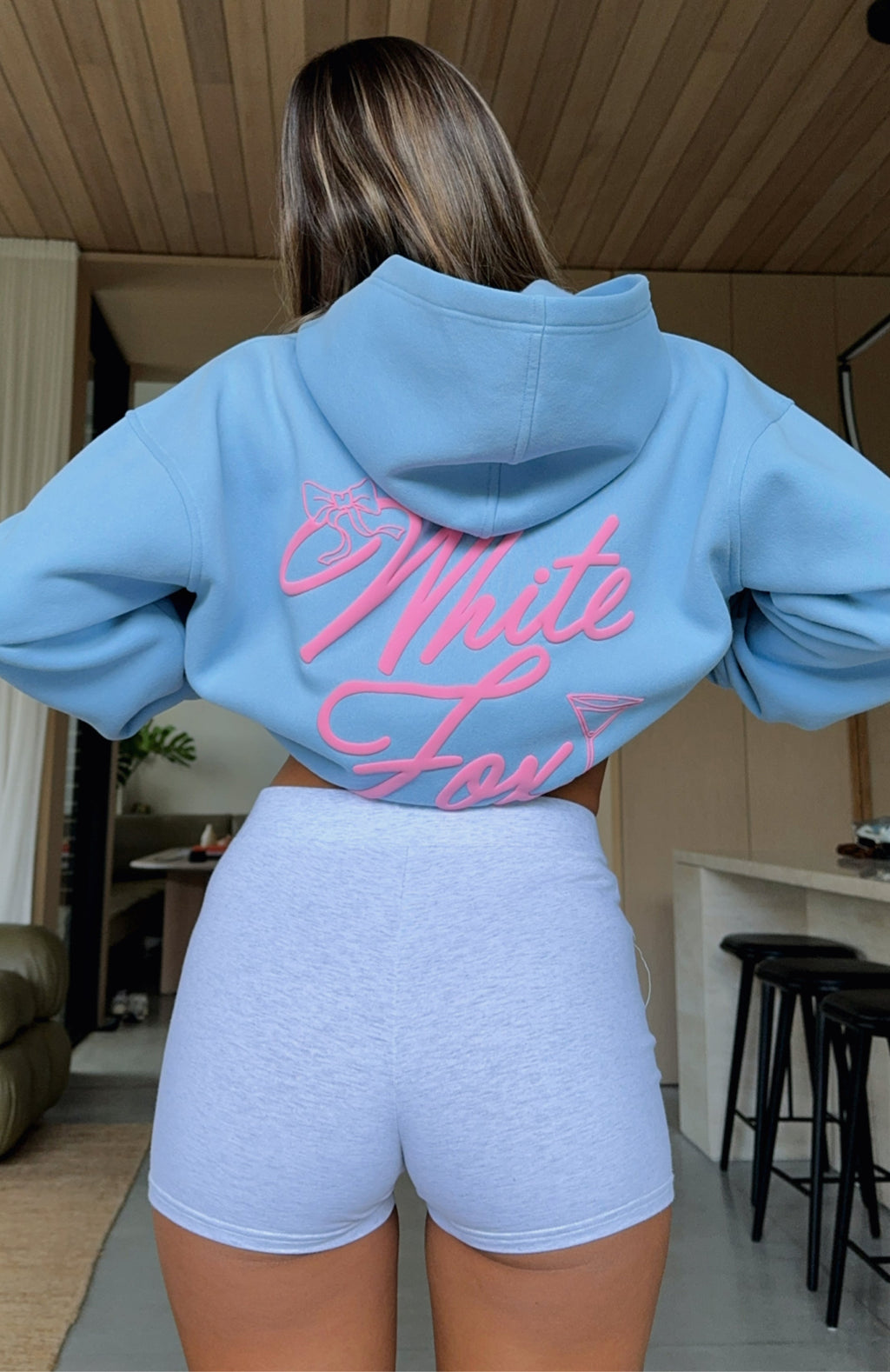 Trending With Love & Kisses Oversized Hoodie Baby Blue