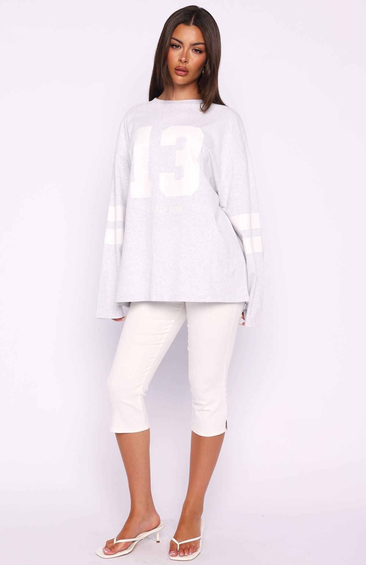 Trending Playing Ball Oversized Long Sleeve Tee Grey Marle