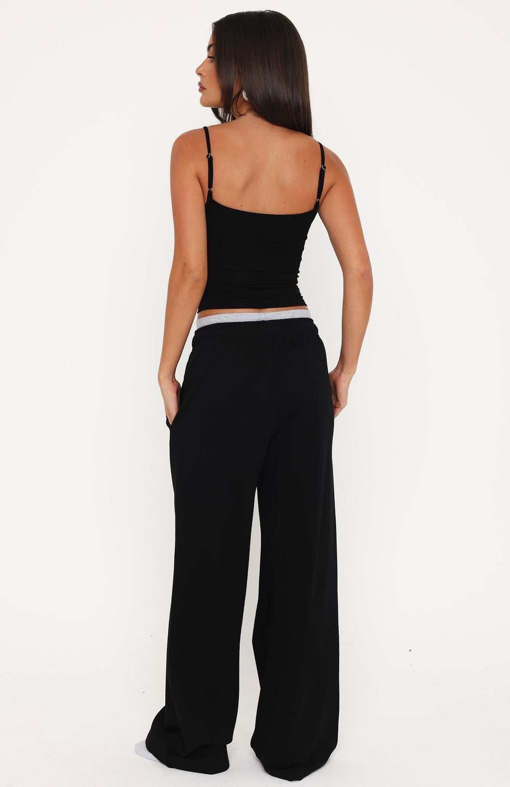Trending Off The Field Double Waistband Wide Leg Sweatpants Black