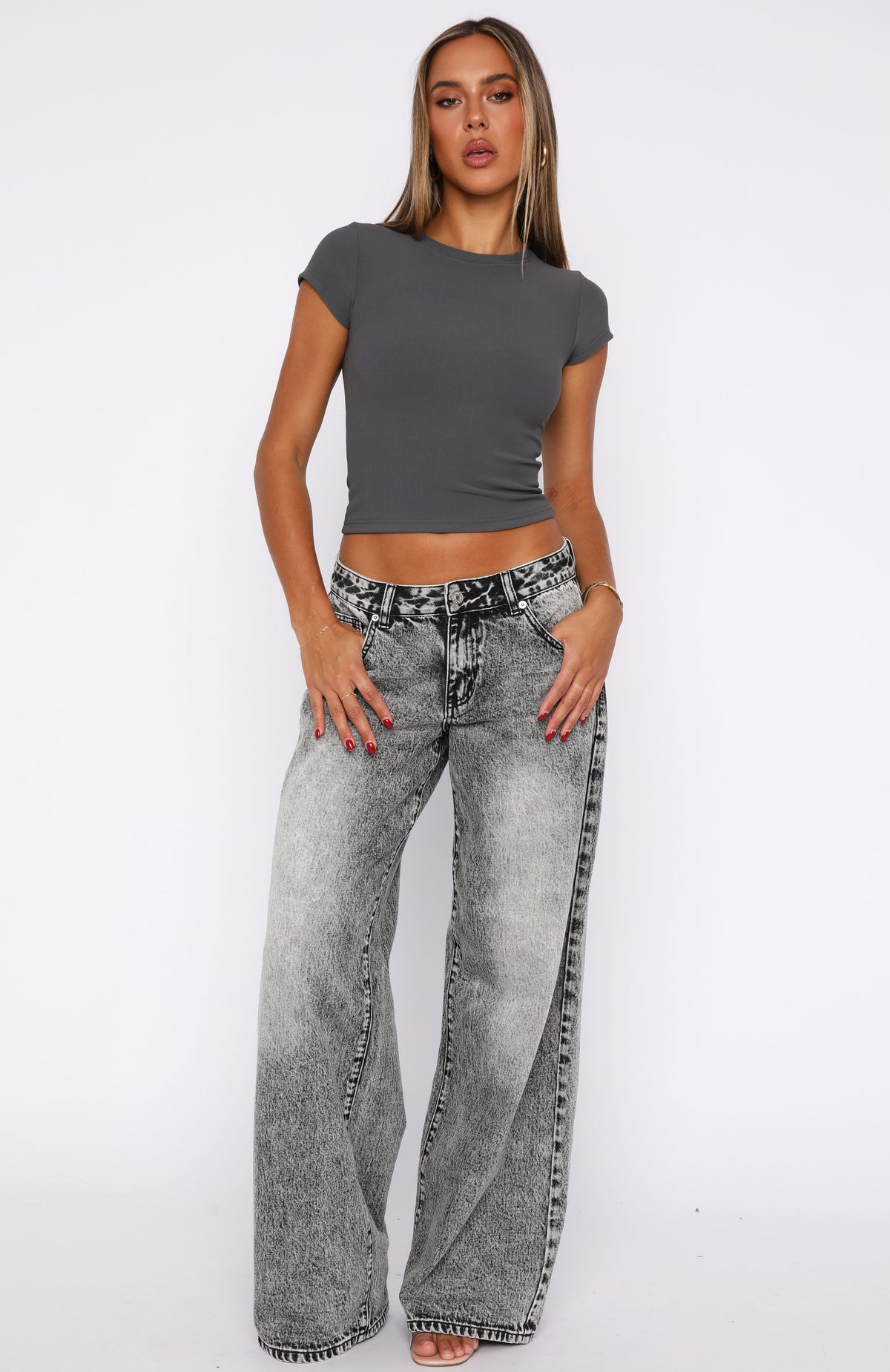 Trending Maeve Low Rise Wide Leg Jeans Grey Acid Wash