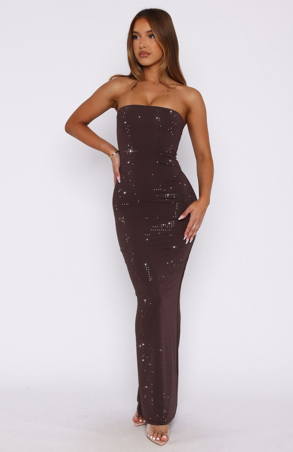 Trending Platinum Maxi Dress Chocolate