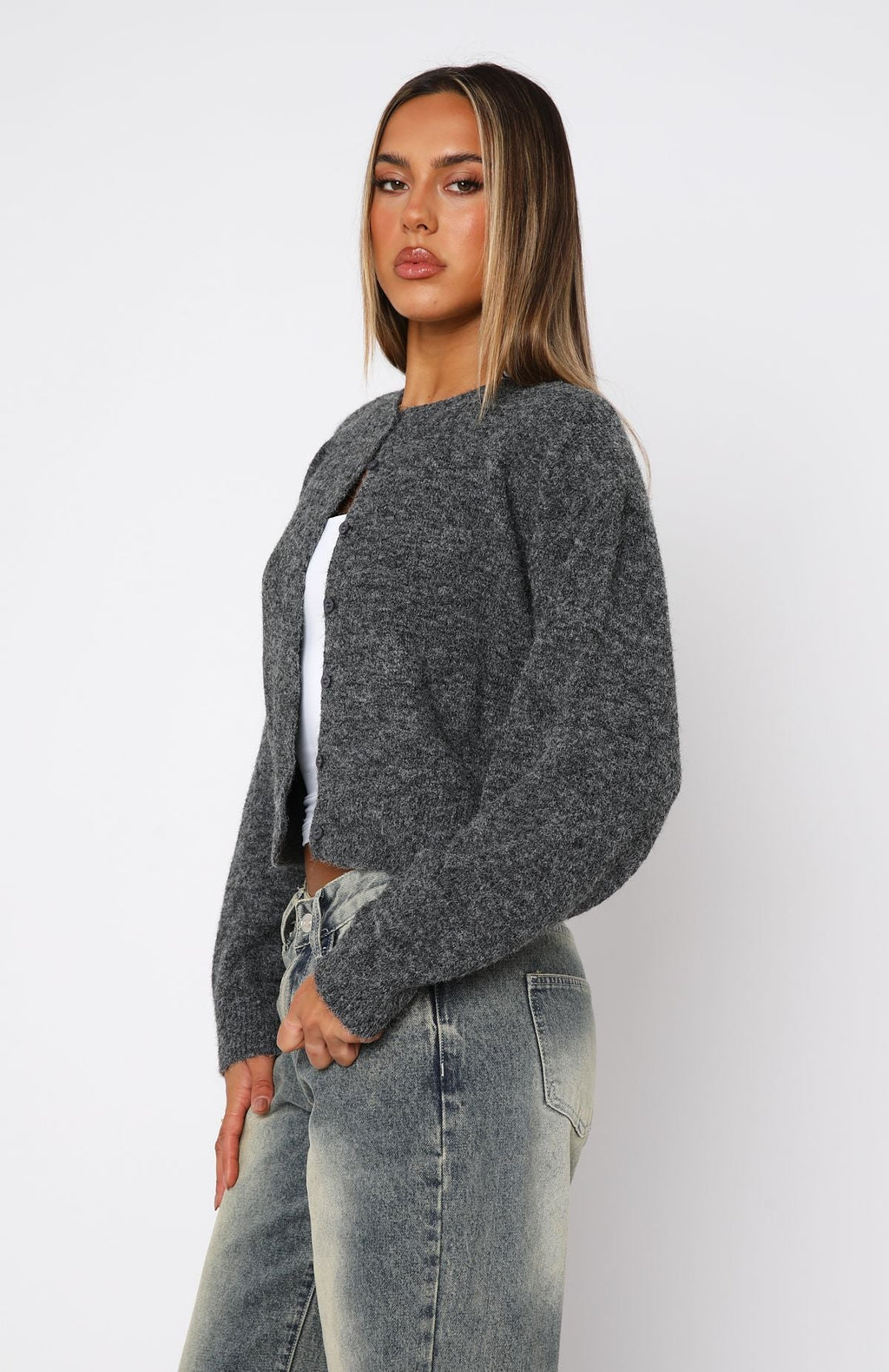 Trending Warm Whispers Knit Cardigan Charcoal