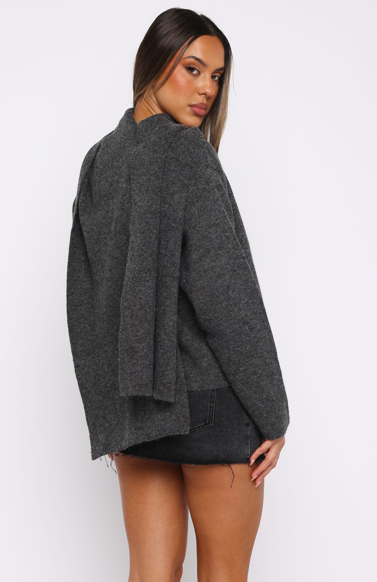 Trending Luxe Layers Knit Sweater Charcoal