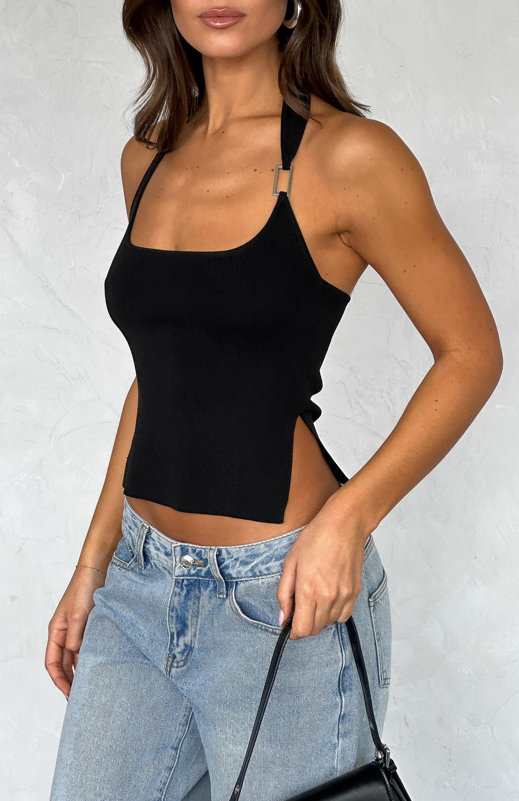 Trending Youre On Your Own Halter Top Black