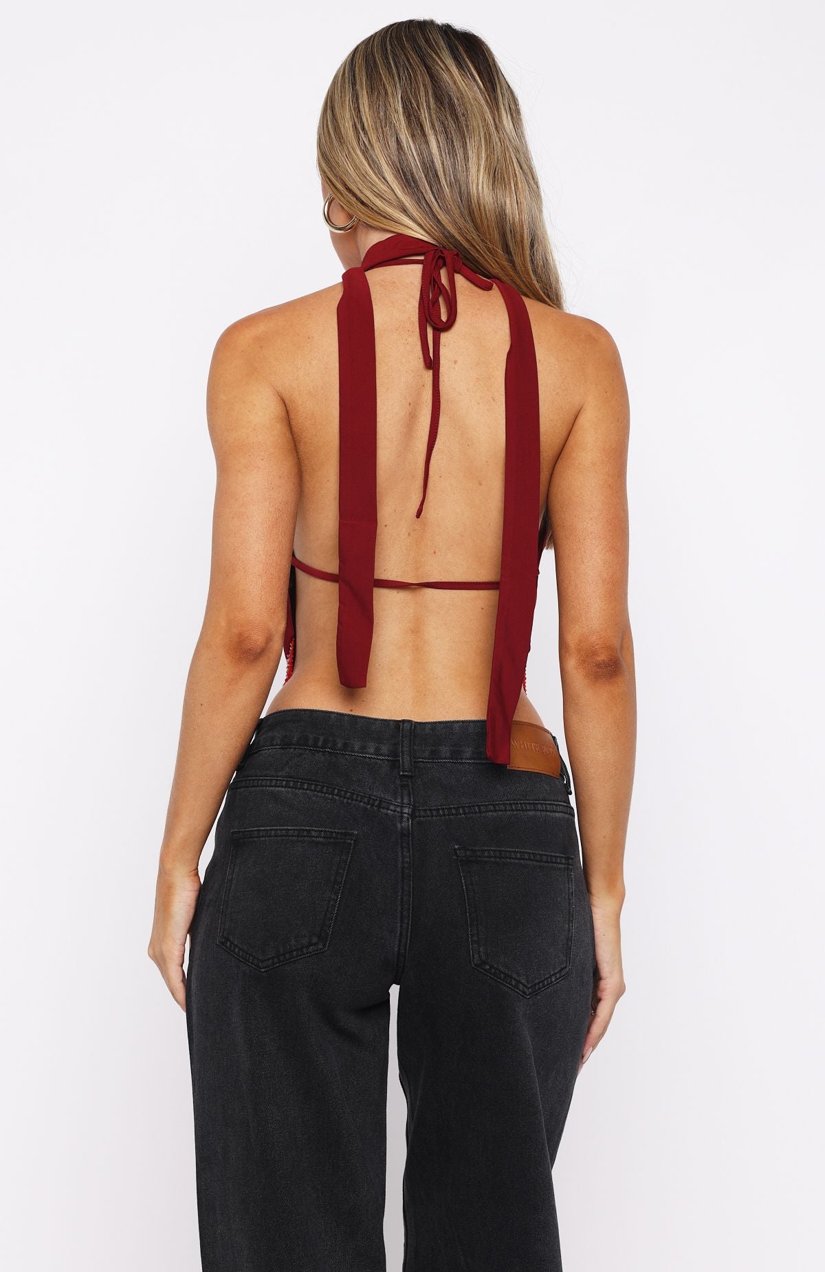 Trending Eyes For You Halter Top Dark Red