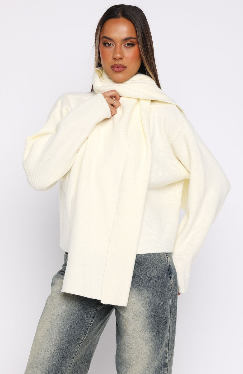 Trending Luxe Layers Knit Sweater Cream