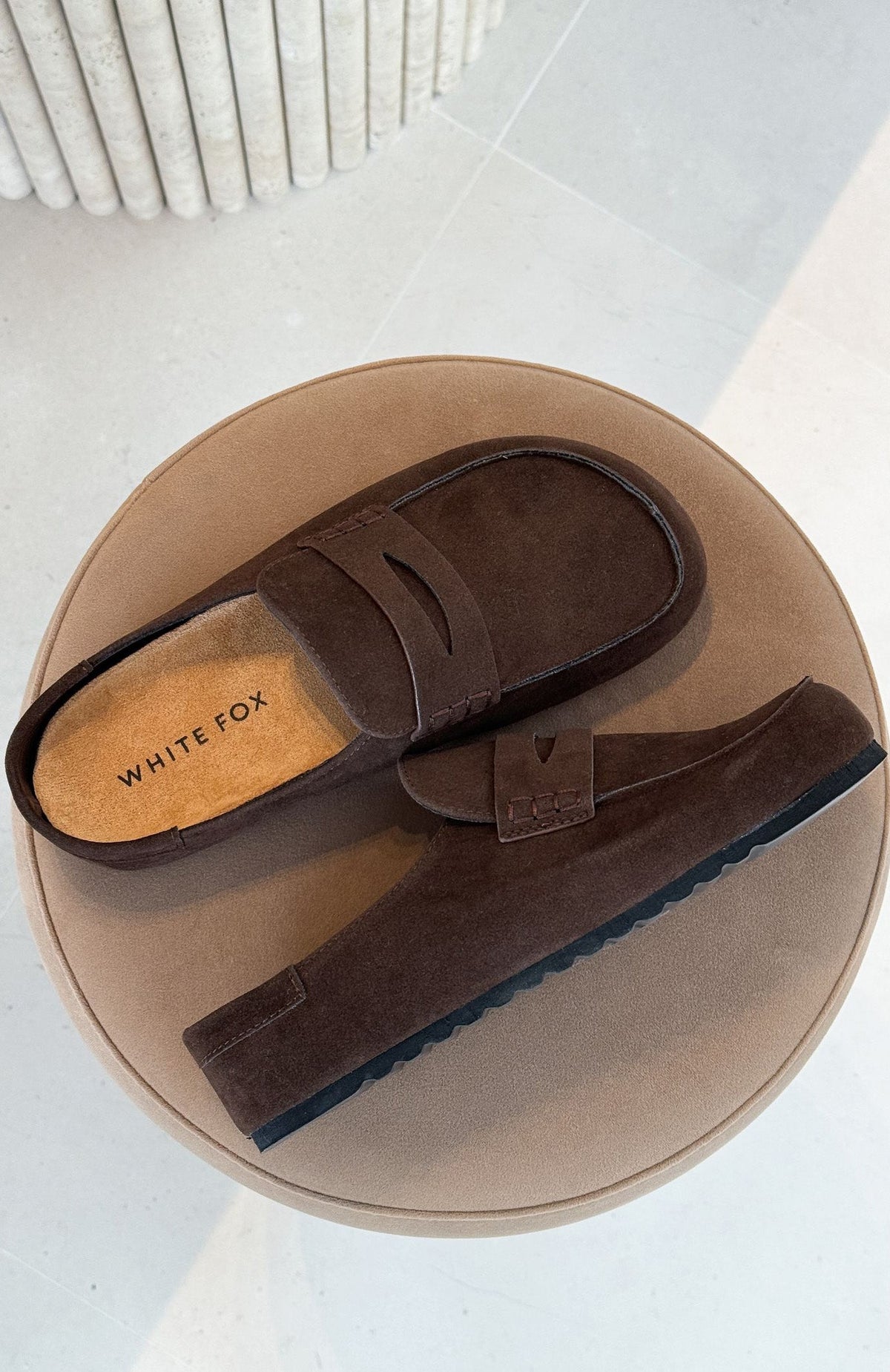 Trending Cayson Loafer Slides Chocolate Faux Suede