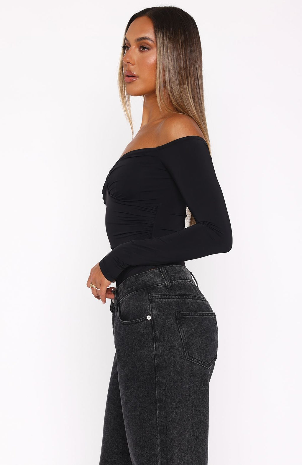 Trending Your Muse Long Sleeve Bodysuit Black