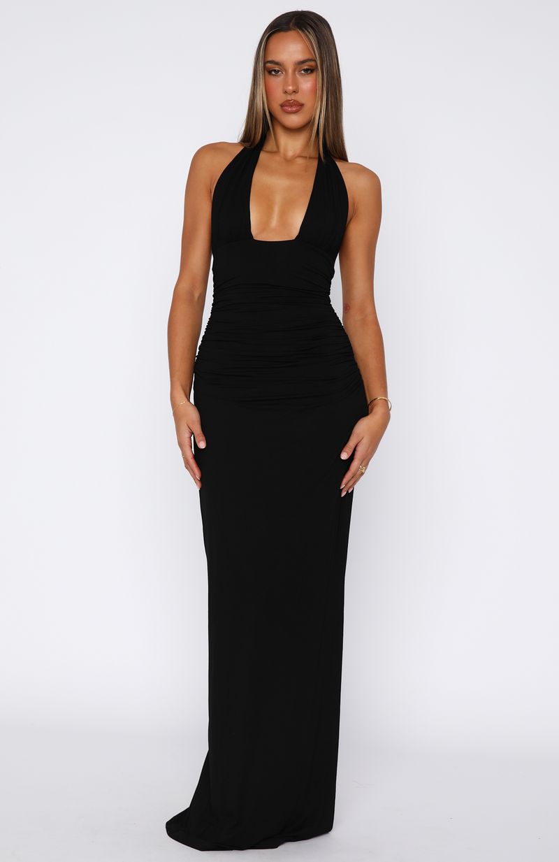 Trending Say What You Feel Halter Maxi Dress Black
