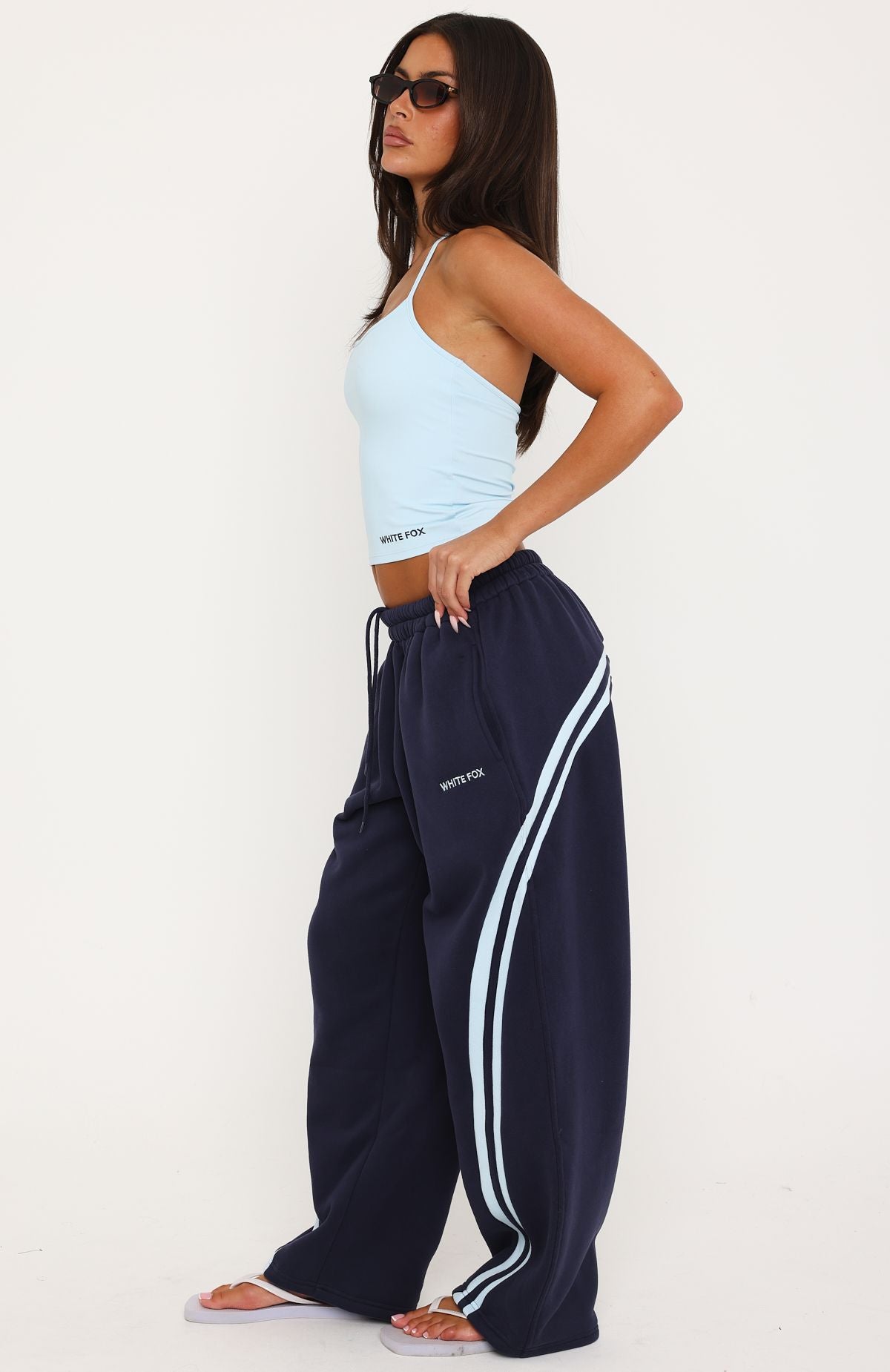 Trending We Both Know Barrel Leg Sweatpants Navy