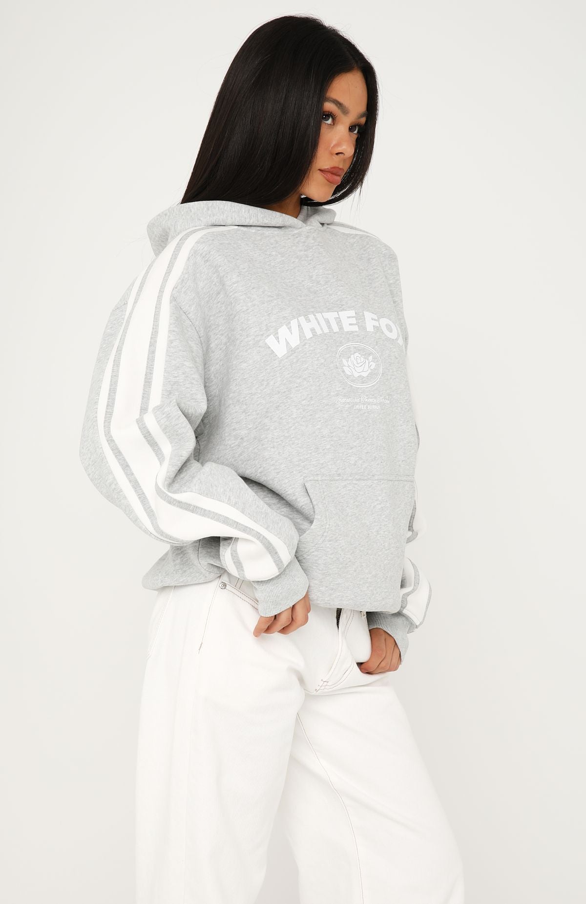 Trending Were On A Roll Oversized Hoodie Dark Grey Marle