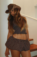Trending Runaway Heart Mini Skort Chocolate Polka Dot