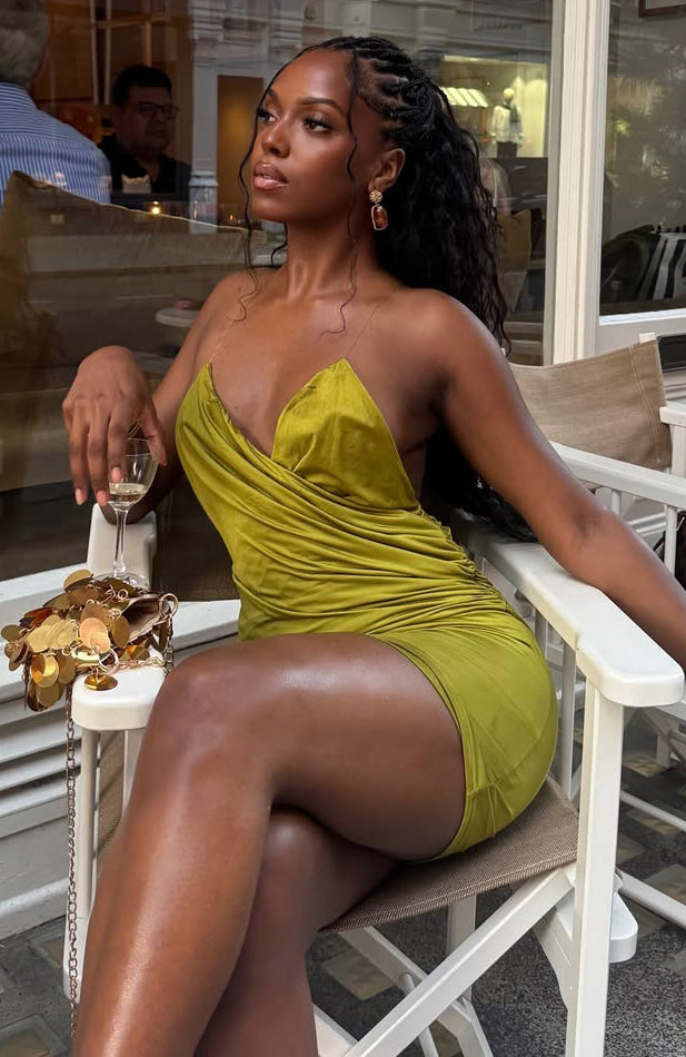 Trending Made Me Blush Invisible Strap Mini Dress Chartreuse