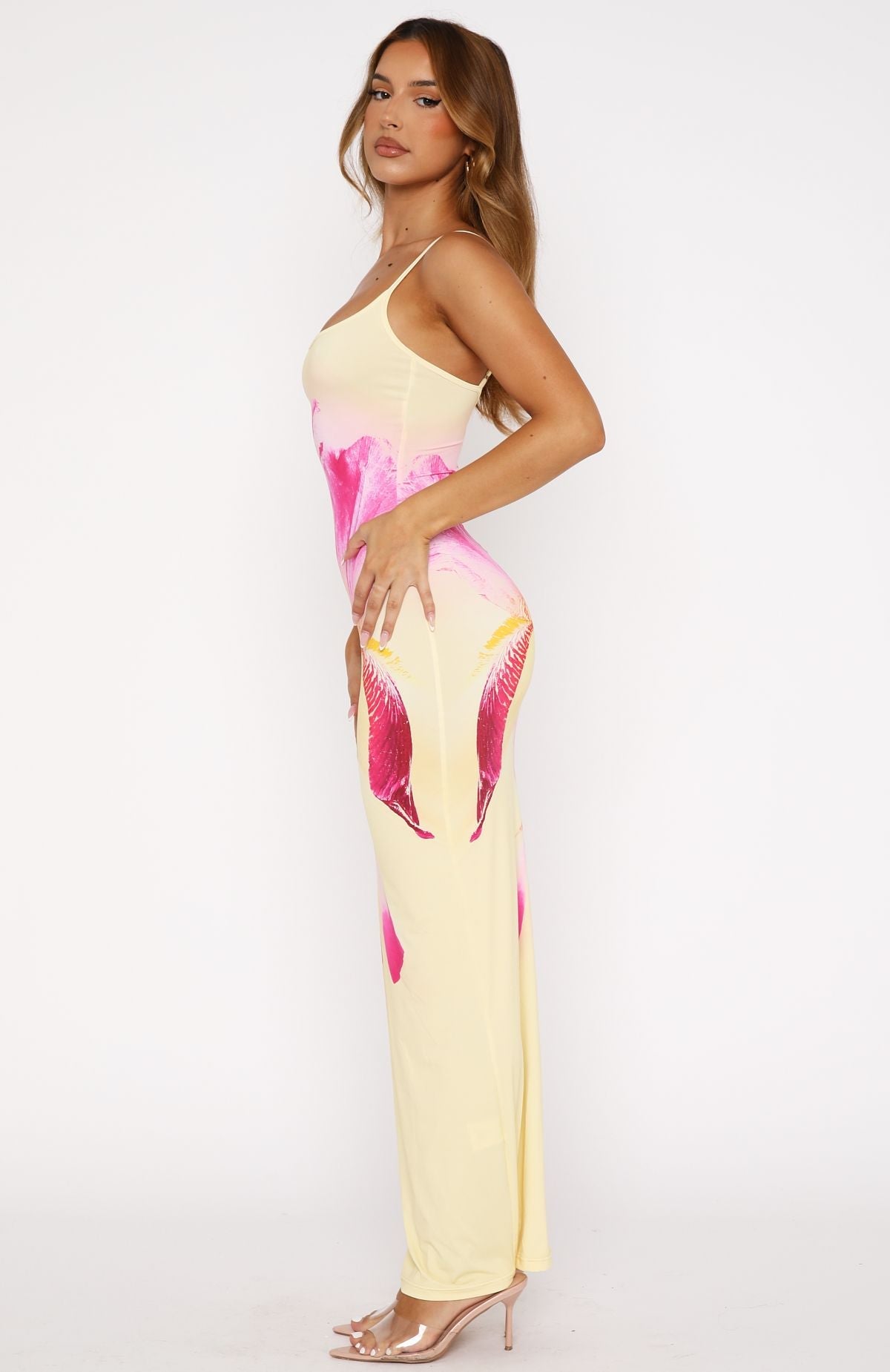Trending Feeling The Heat Maxi Dress Lemon Spritz