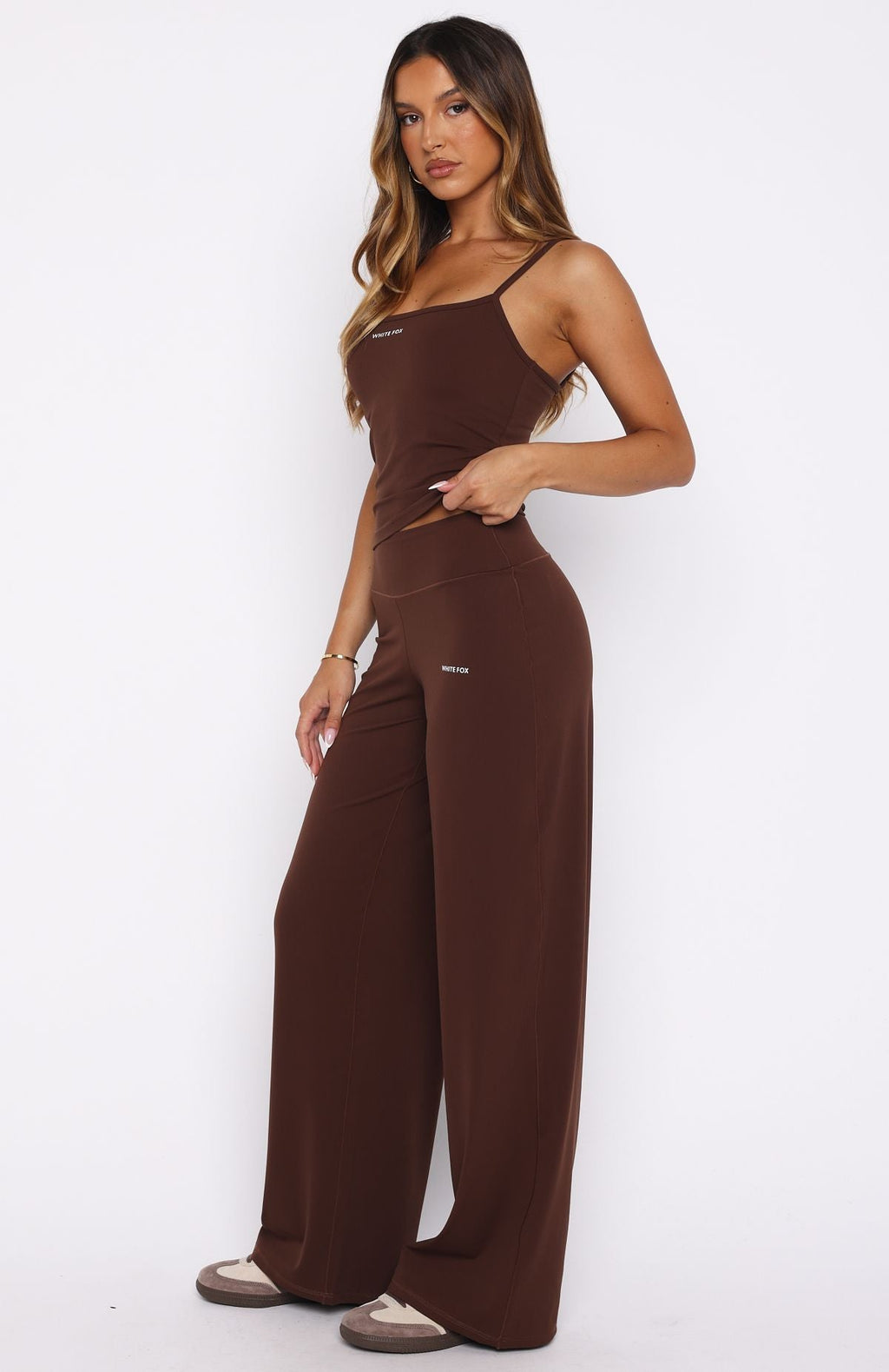 Trending Core Strengths Wide Leg Pants Chocolate