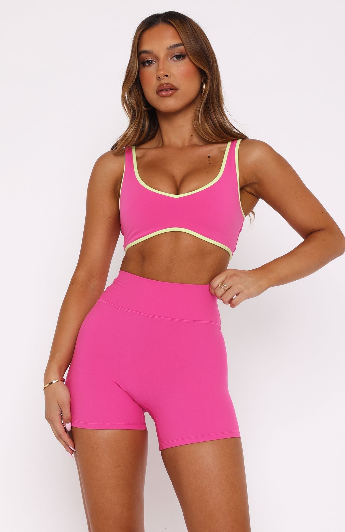 Trending Keep Up High Waisted Shorts 4 Bubblegum