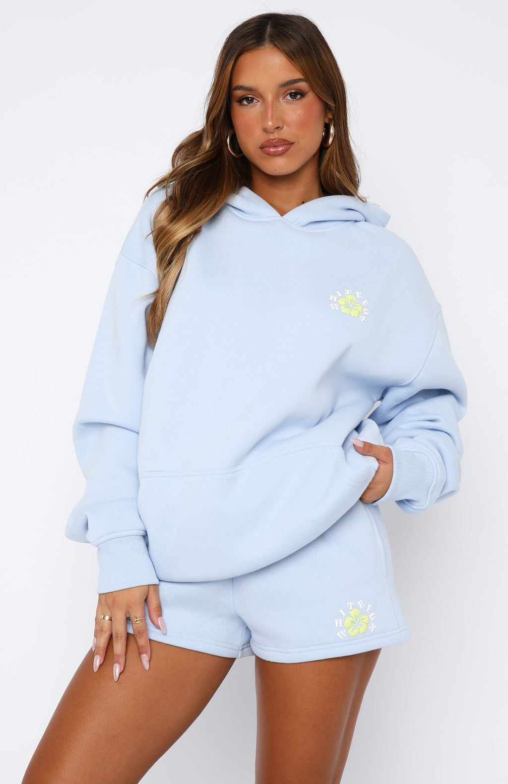 Trending Keep Blooming Oversized Hoodie Blue