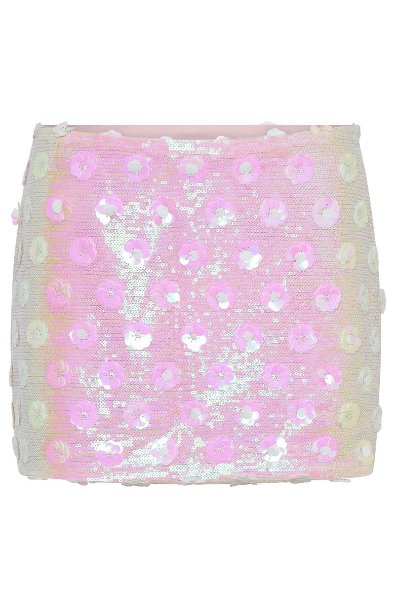 Trending Wild Joy Sequin Mini Skirt Baby Pink