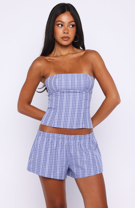 Trending Promise Me This Shorts Navy Check