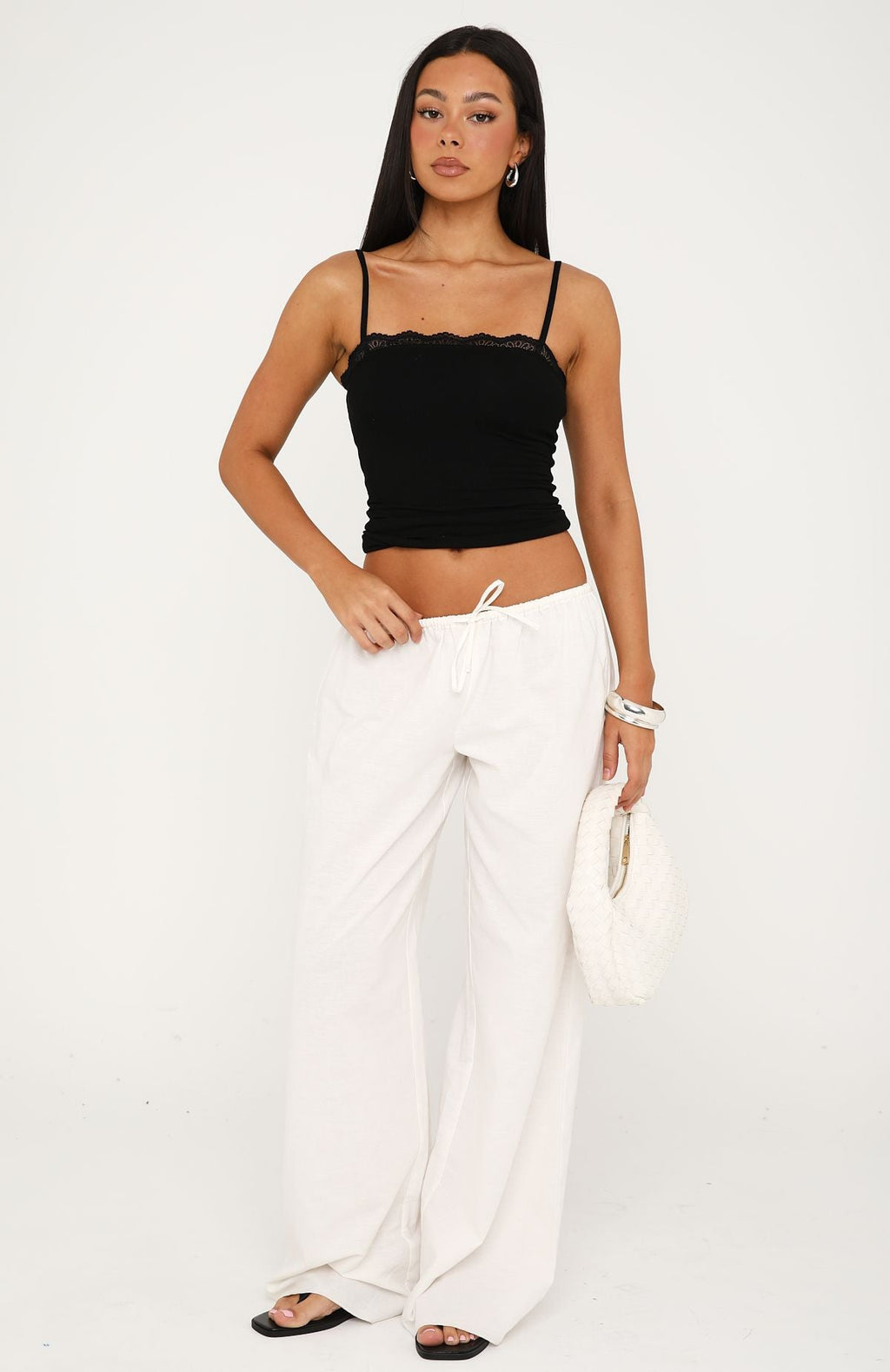 Trending Easy Love Lace Trim Tank Top Black