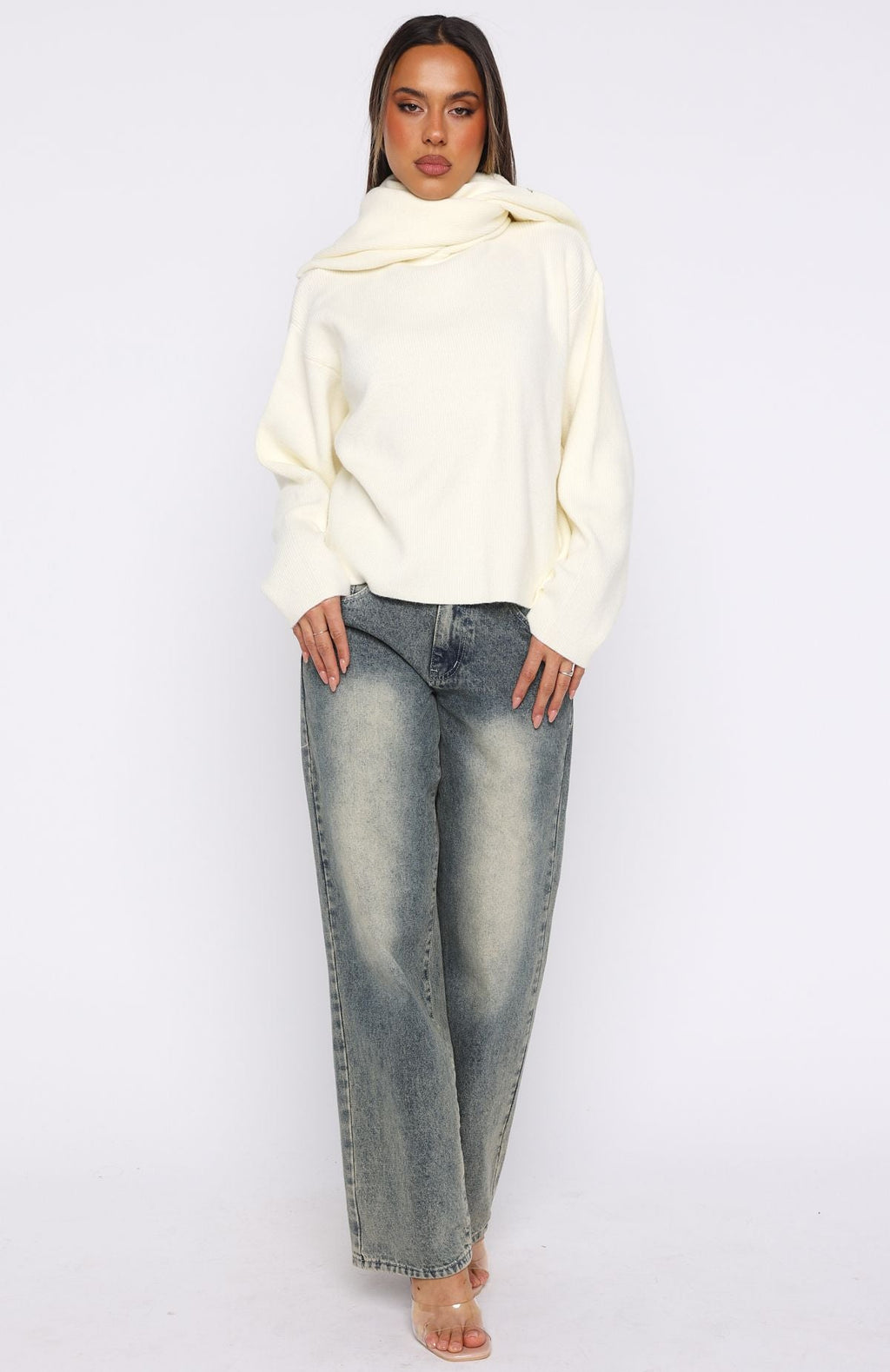 Trending Luxe Layers Knit Sweater Cream