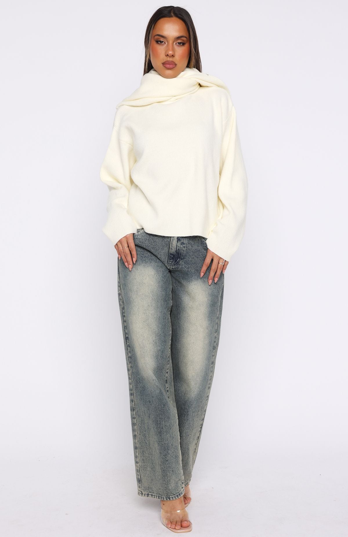 Trending Luxe Layers Knit Sweater Cream