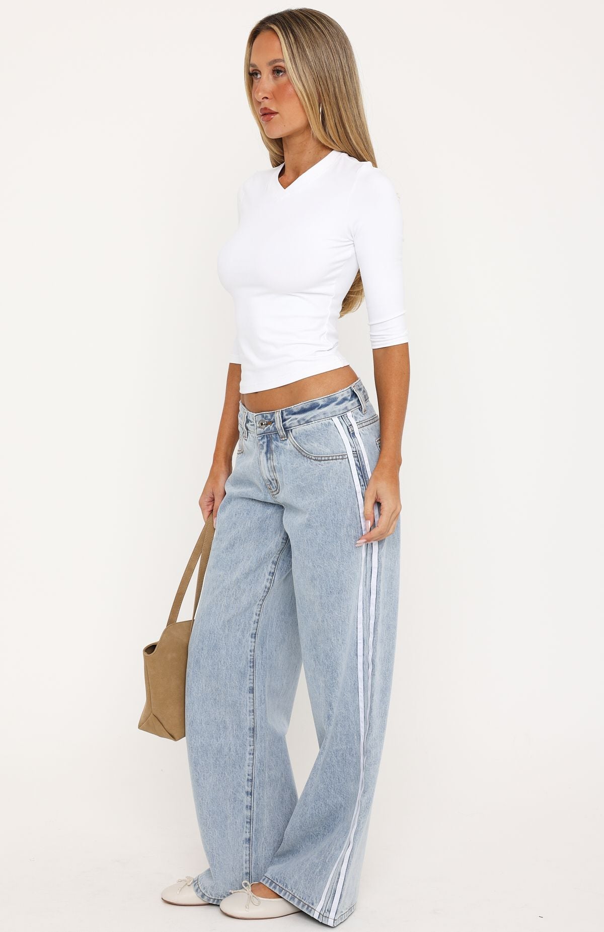 Trending Hand On My Heart Low Rise Wide Leg Jeans Mid Blue Wash