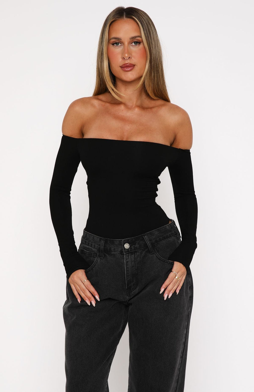Trending Confidence Check Long Sleeve Bodysuit Black
