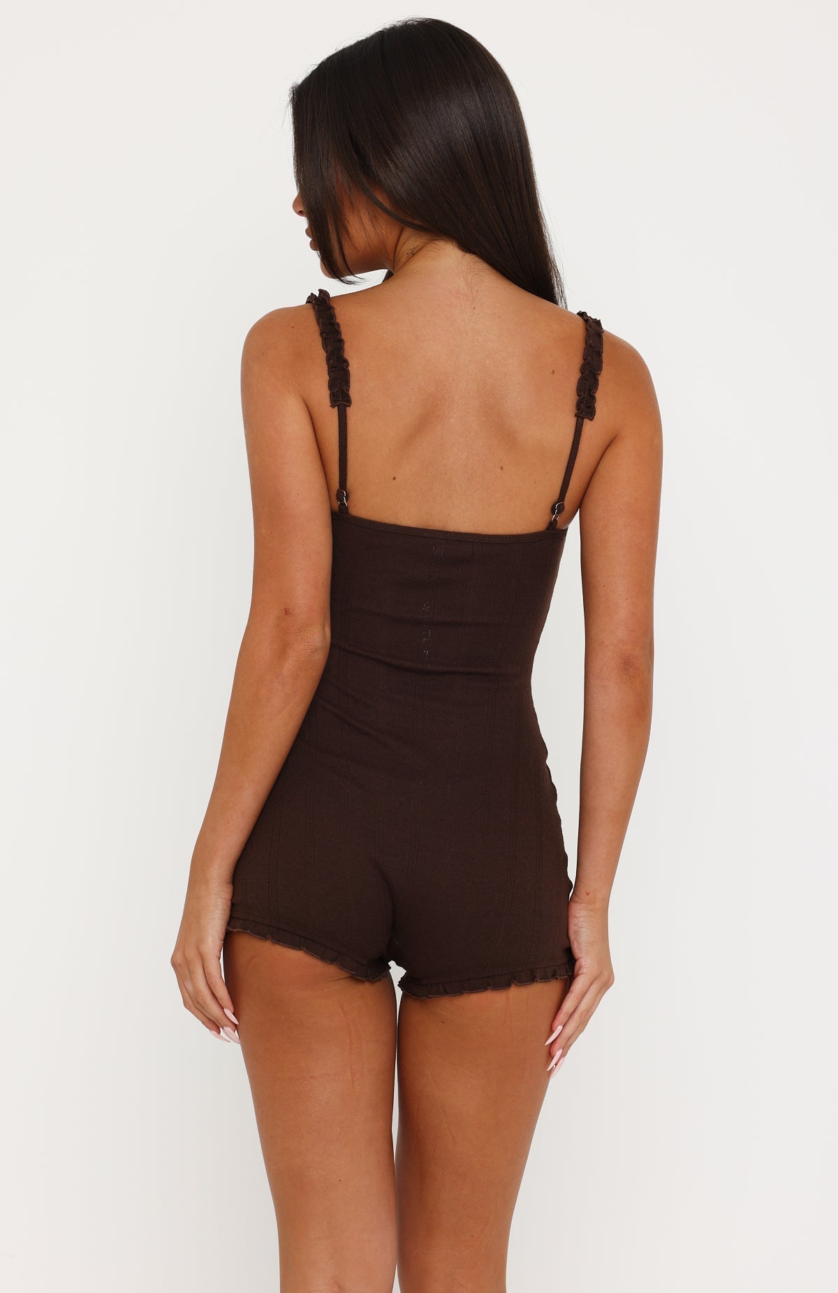 Trending Dreamy Nights Pyjama Romper Dark Chocolate