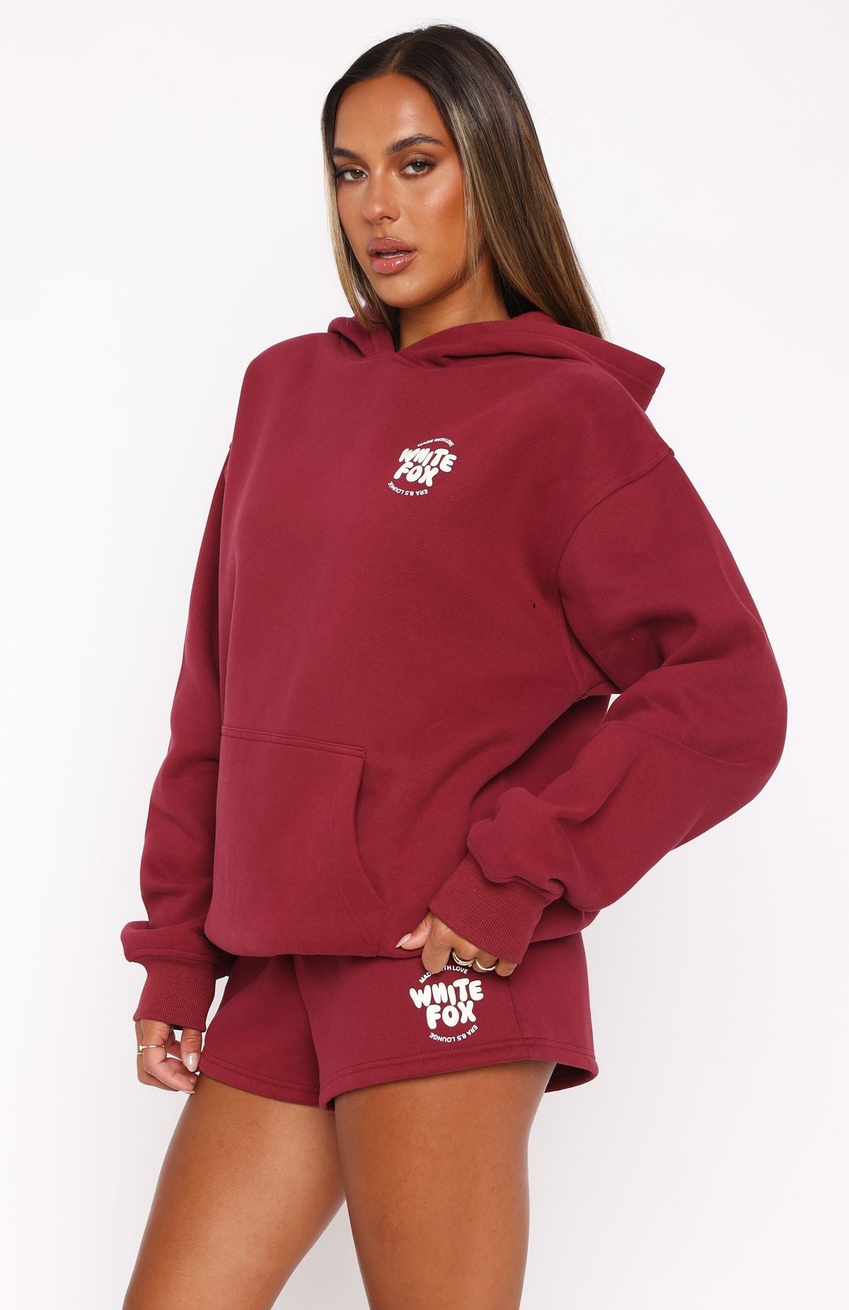Trending With Love For You Oversized Hoodie Burgundy