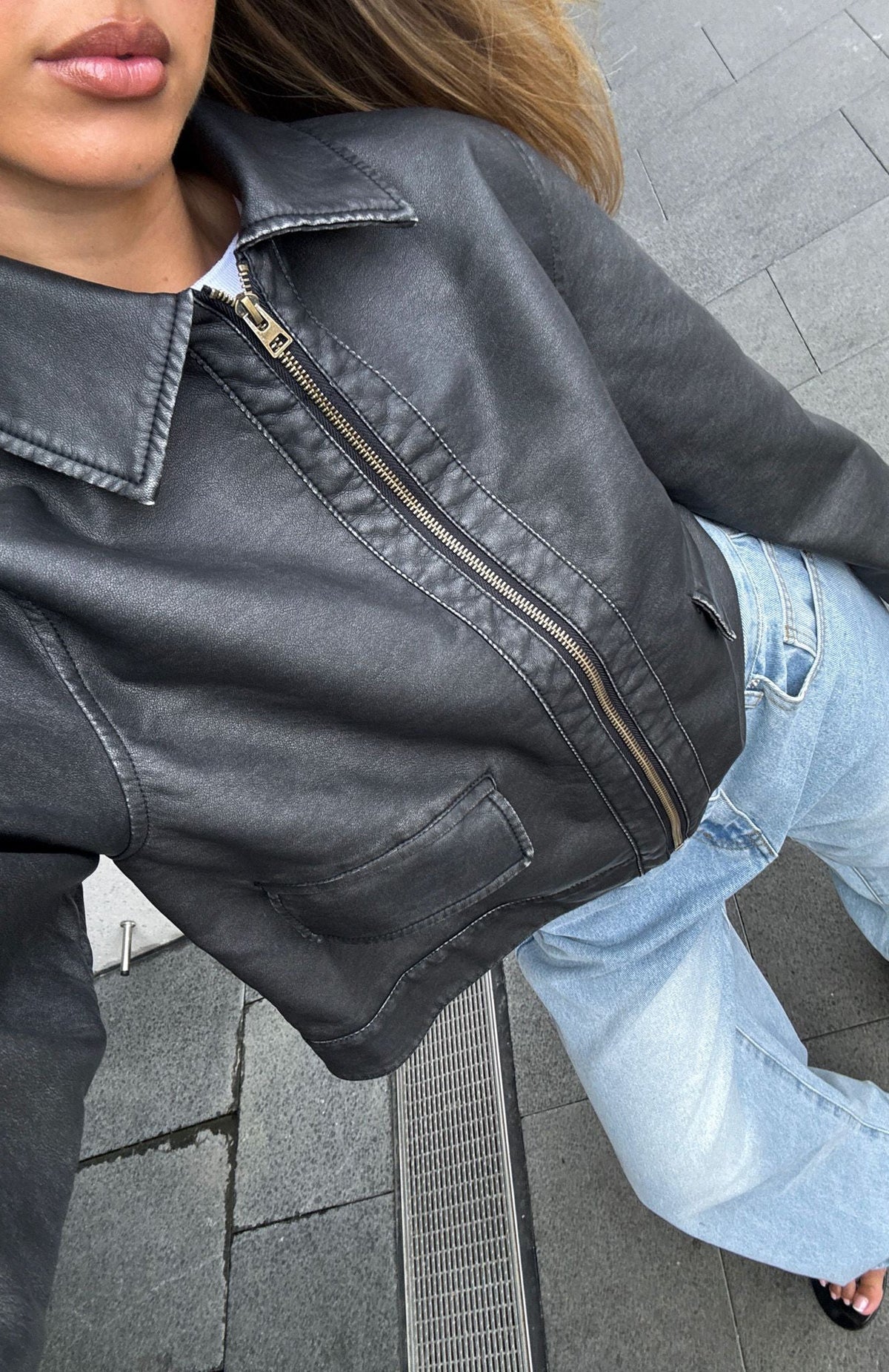Trending I Know Love PU Jacket Black