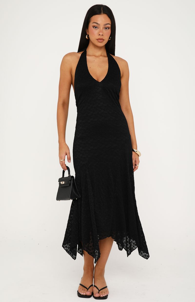 Trending Crazy Little Thing Halter Midi Dress Black