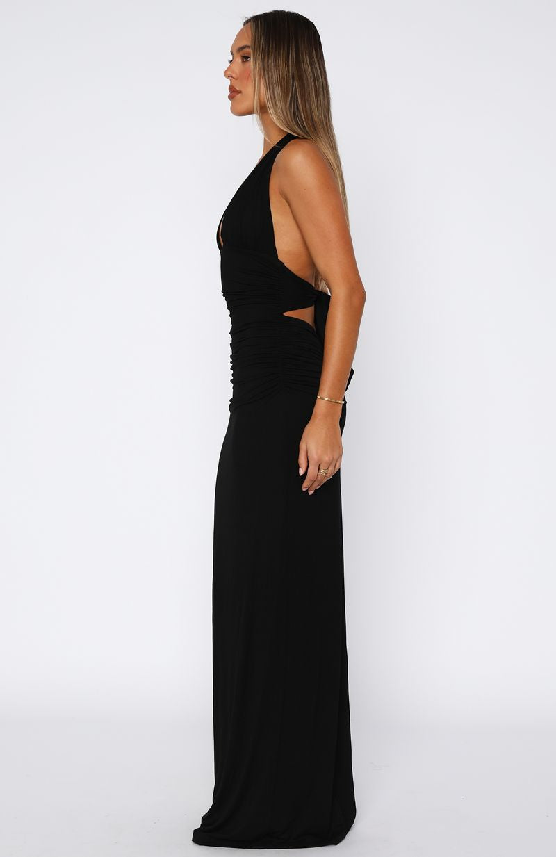 Trending Say What You Feel Halter Maxi Dress Black