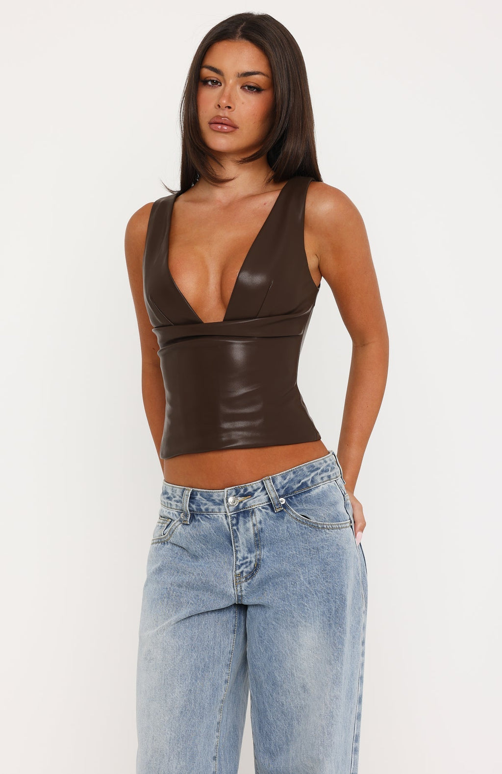 Trending For Her Only PU Bustier Chocolate
