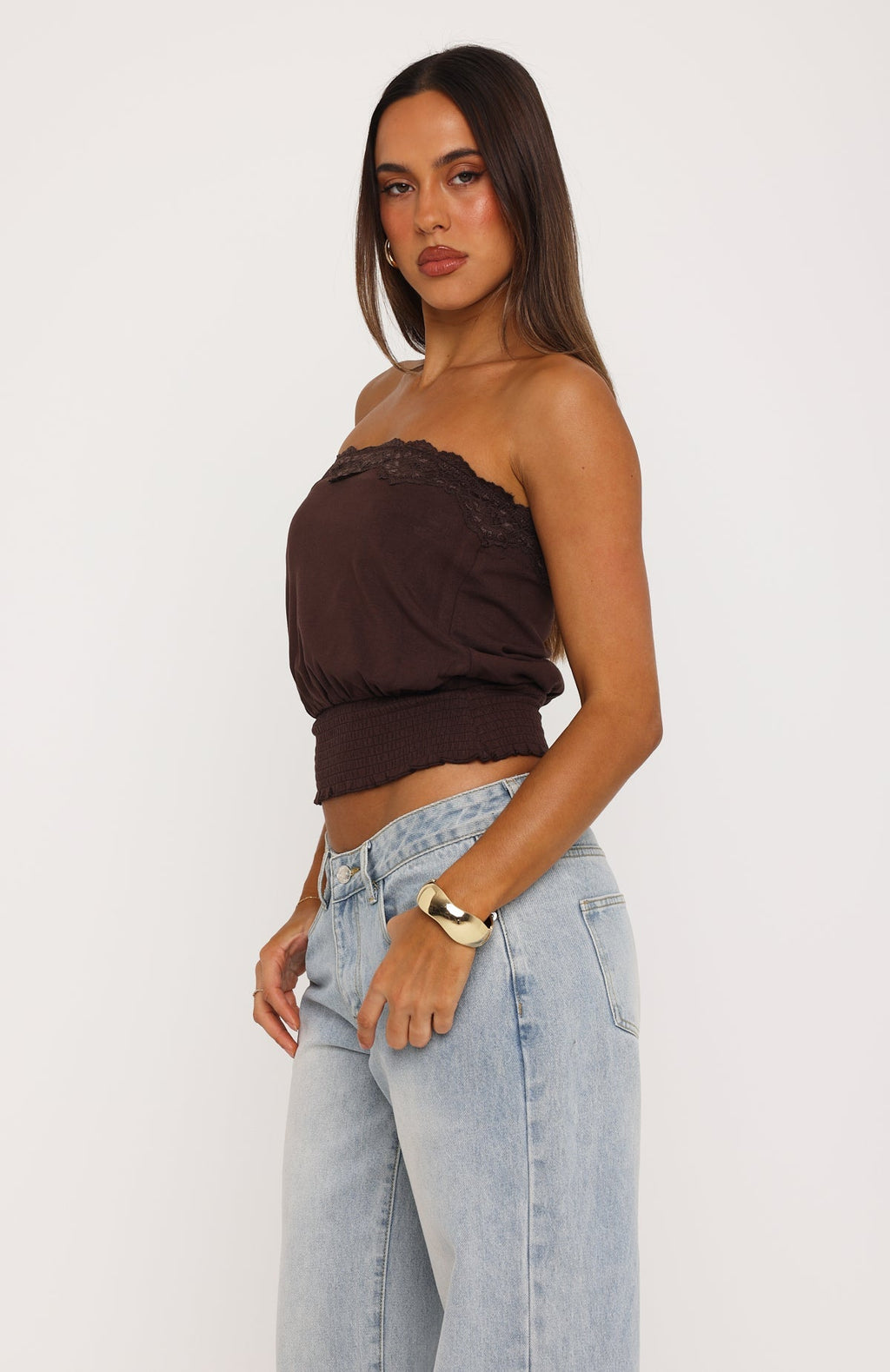 Trending Fresh Cutie Strapless Top Chocolate