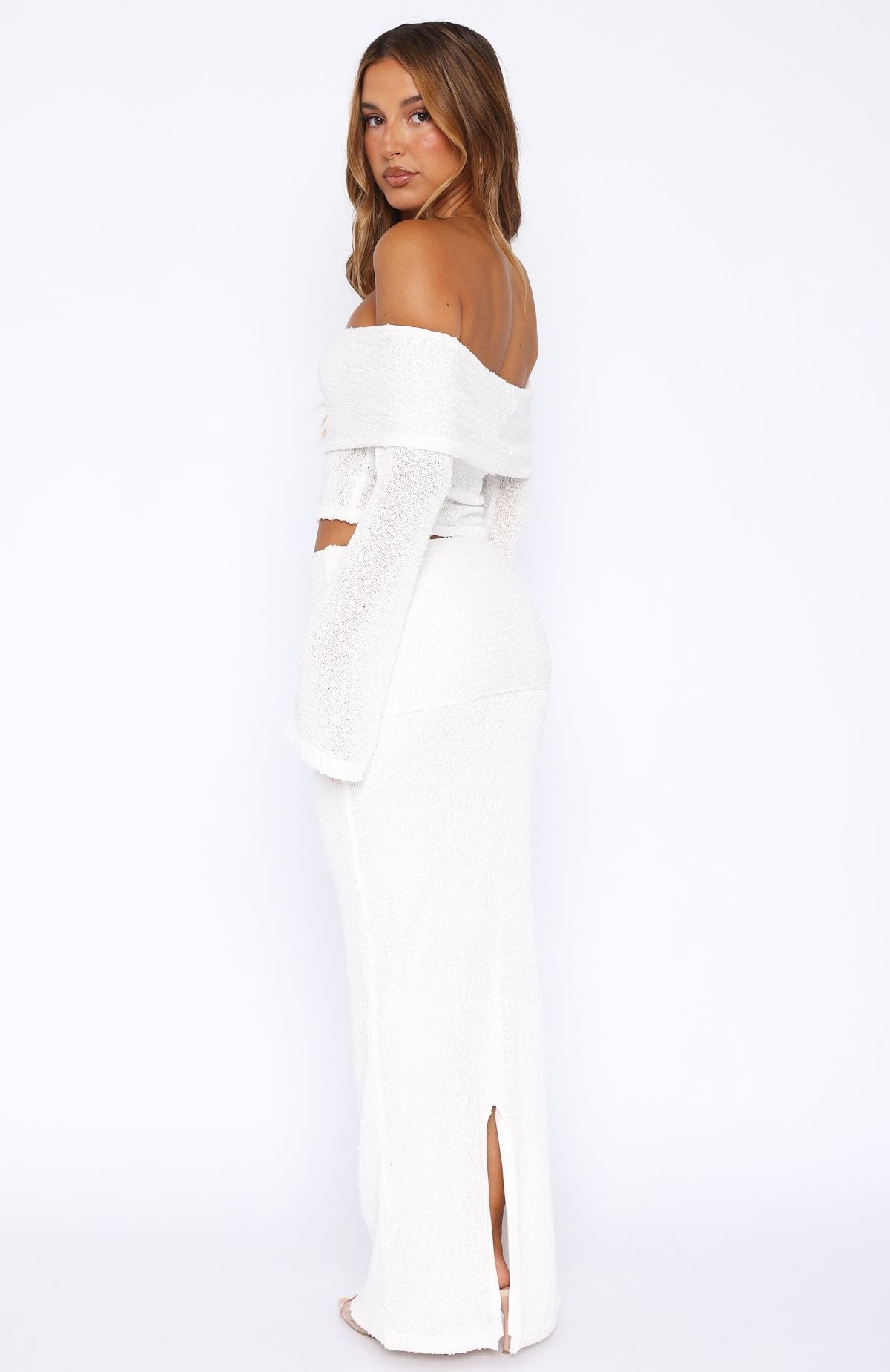 Trending In Too Deep Knit Maxi Skirt White