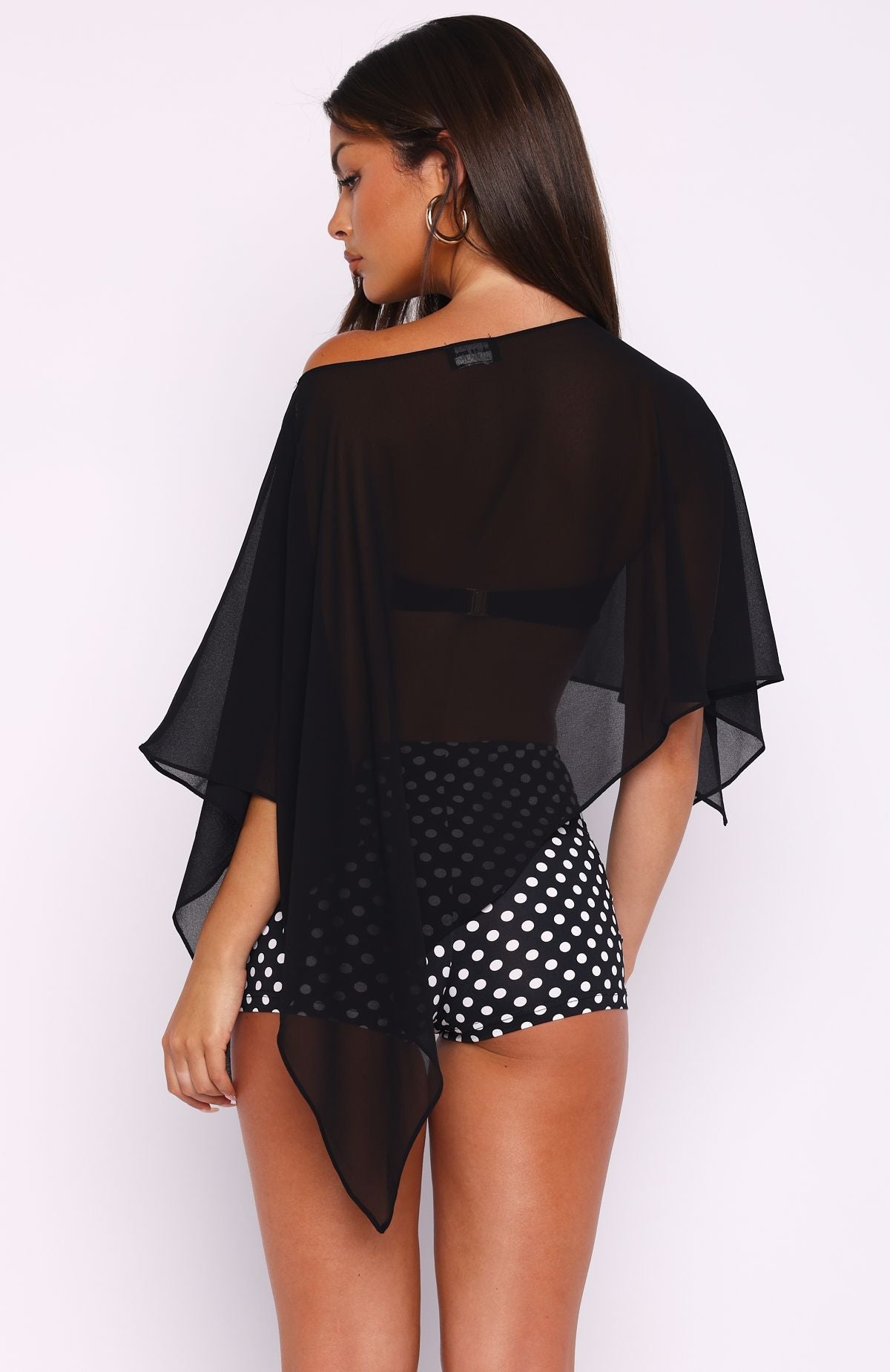Trending Feeling The Vibe Poncho Top Black
