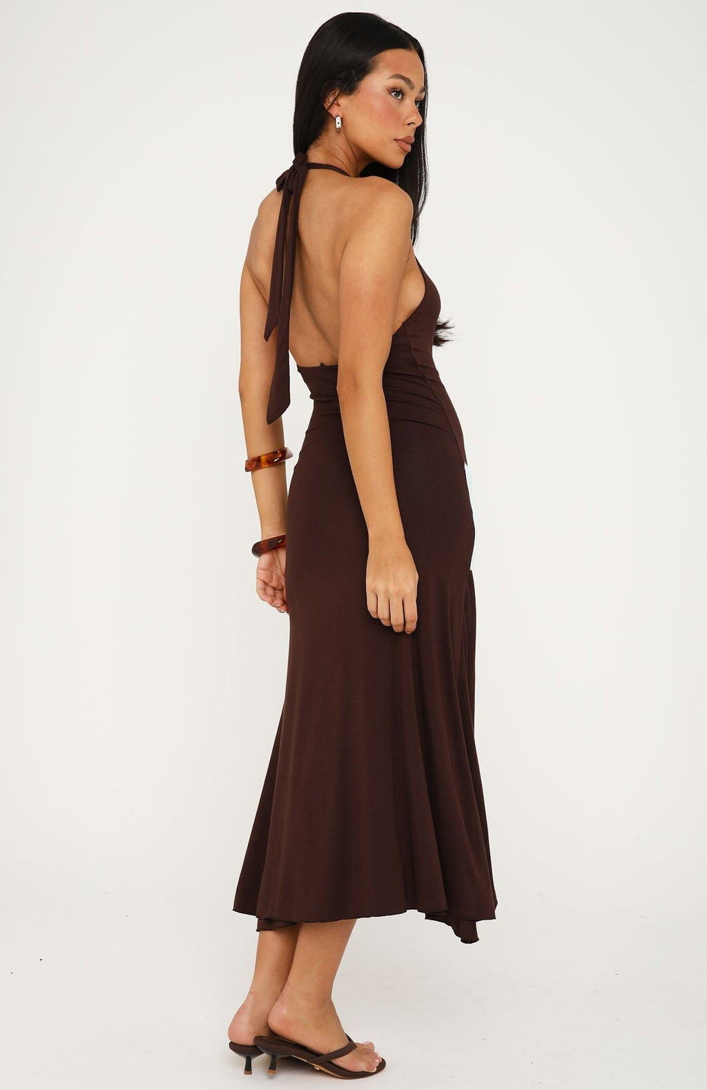 Trending Simple Sweet Midi Dress ChocolateBaby Blue