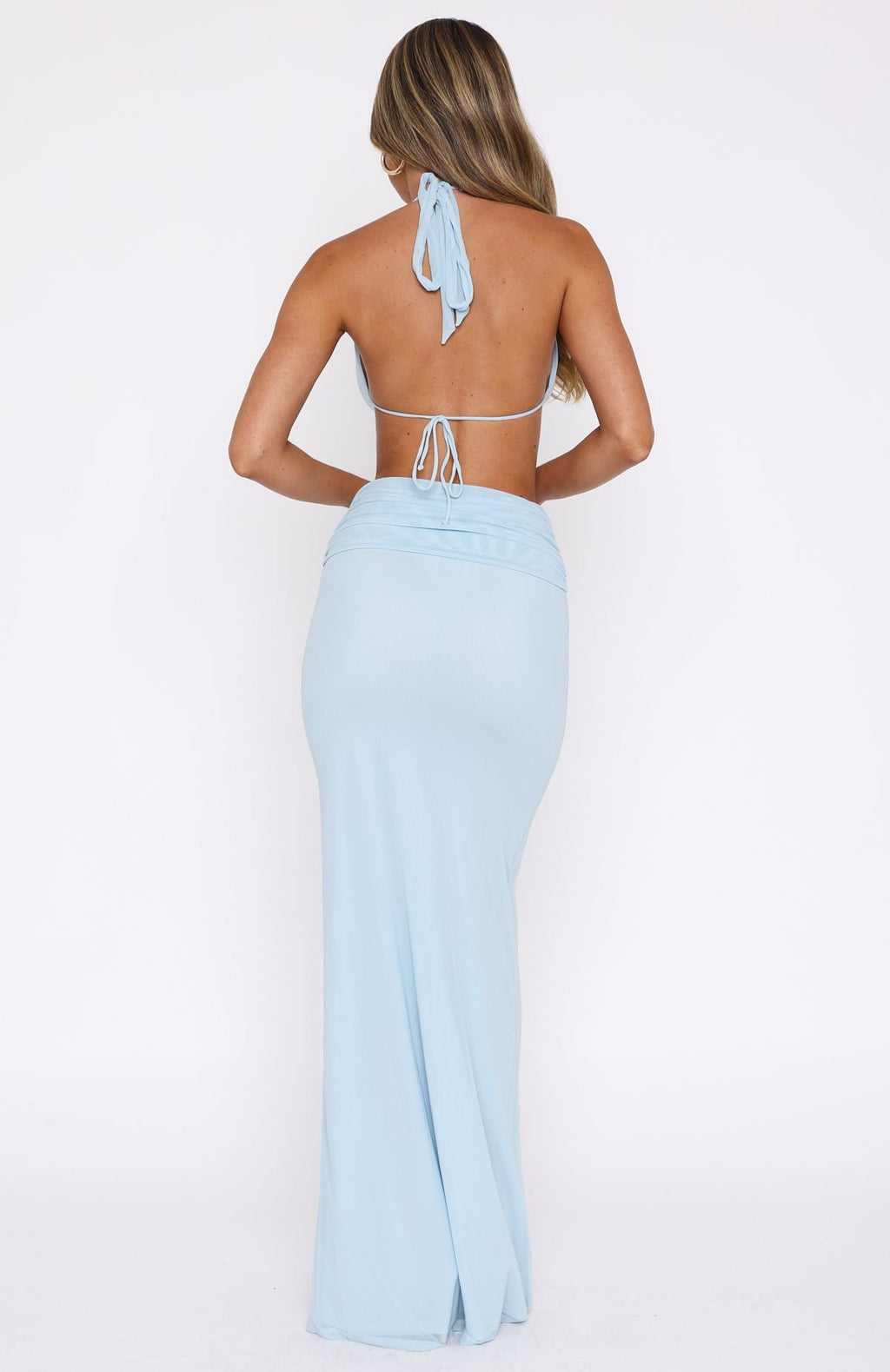 Trending Everybodys Watching Maxi Dress Baby Blue