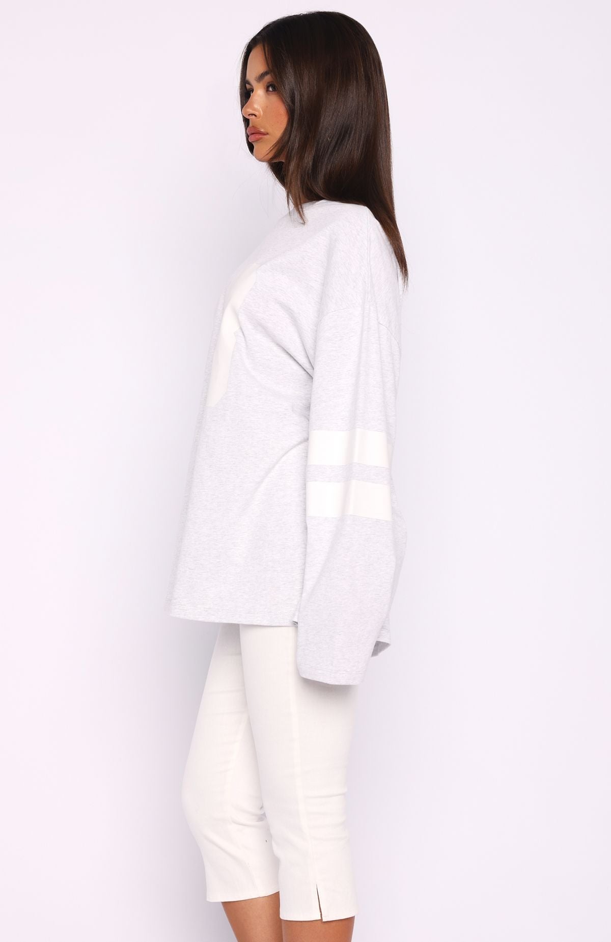 Trending Playing Ball Oversized Long Sleeve Tee Grey Marle