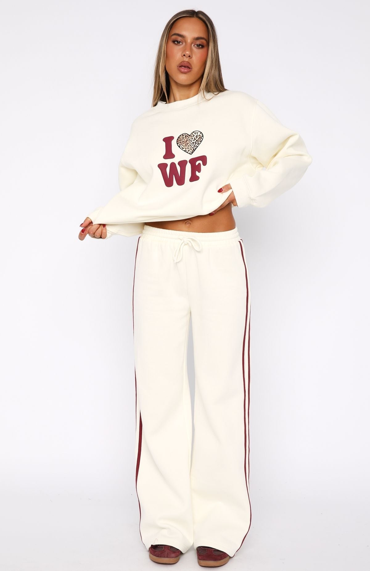 Trending 11th Street Out & About Wide Leg Sweatpants Cake Batter