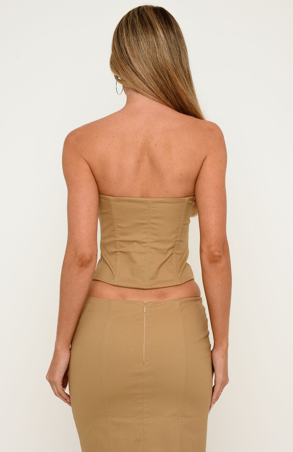 Trending Giving Luxury Strapless Bustier Camel
