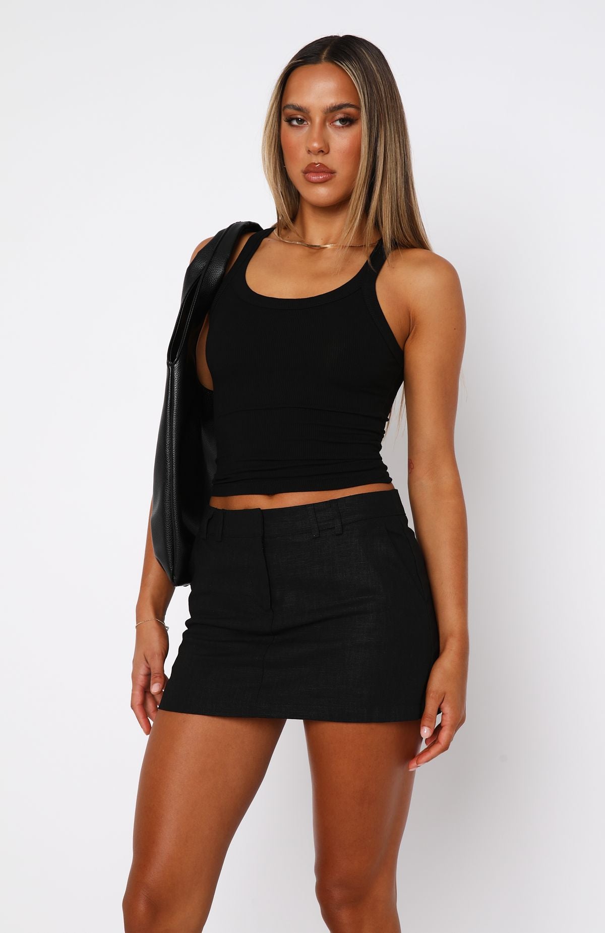 Trending The Right One Mid Rise Mini Skort Black