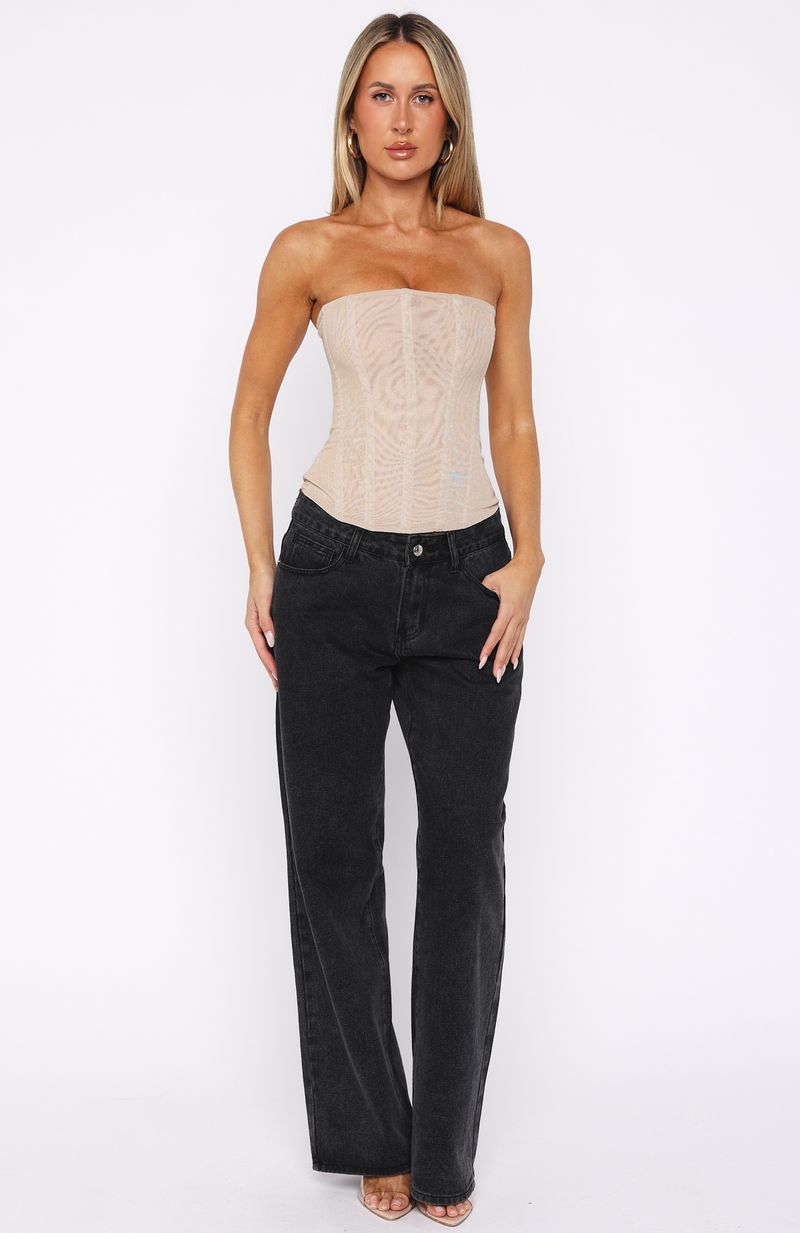 Trending Spotlight On Me Strapless Bustier Champagne Glitter