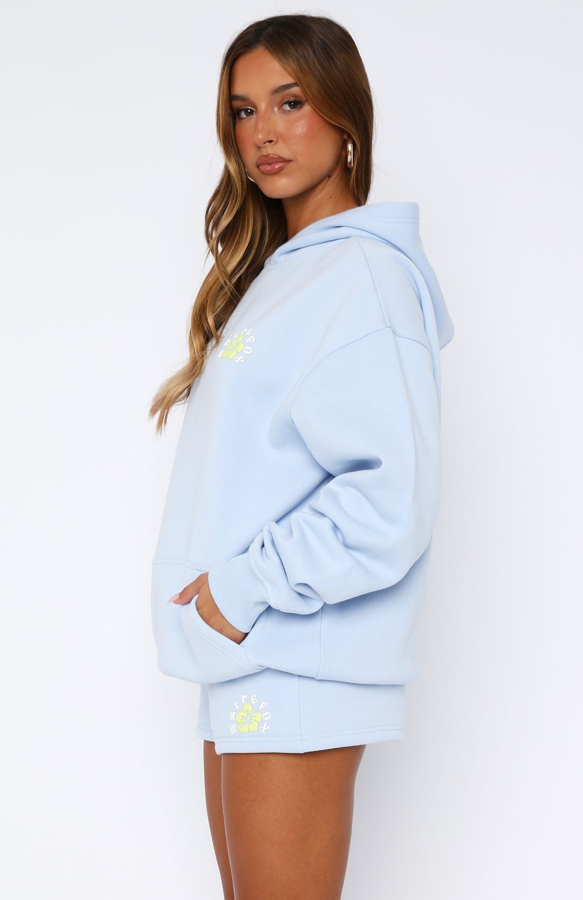 Trending Keep Blooming Oversized Hoodie Blue